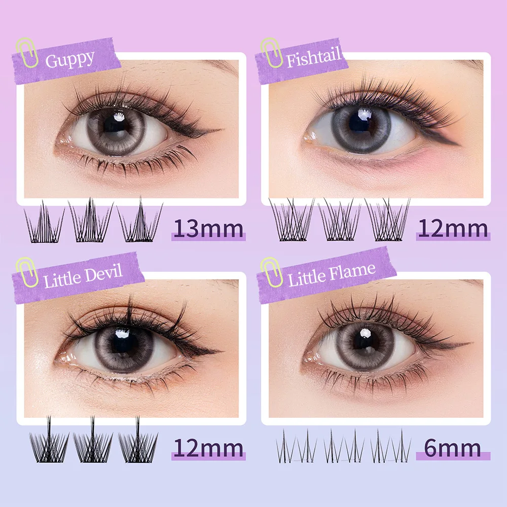 GECOMO Four Types in One Box Large Capacity of Segmented C-curl False Eyelashes, Natural Curling & Lengthening Eyelashes