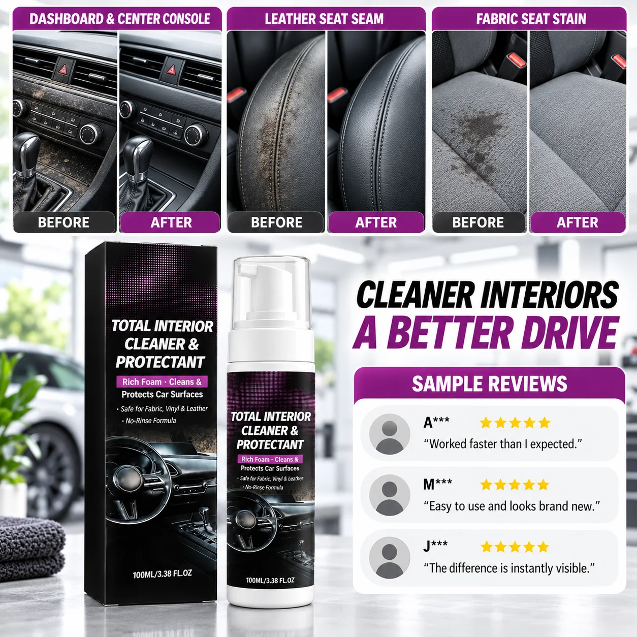 Спрей-пена для чистки салона а – обзор и цена Seat Cleaner Fabric