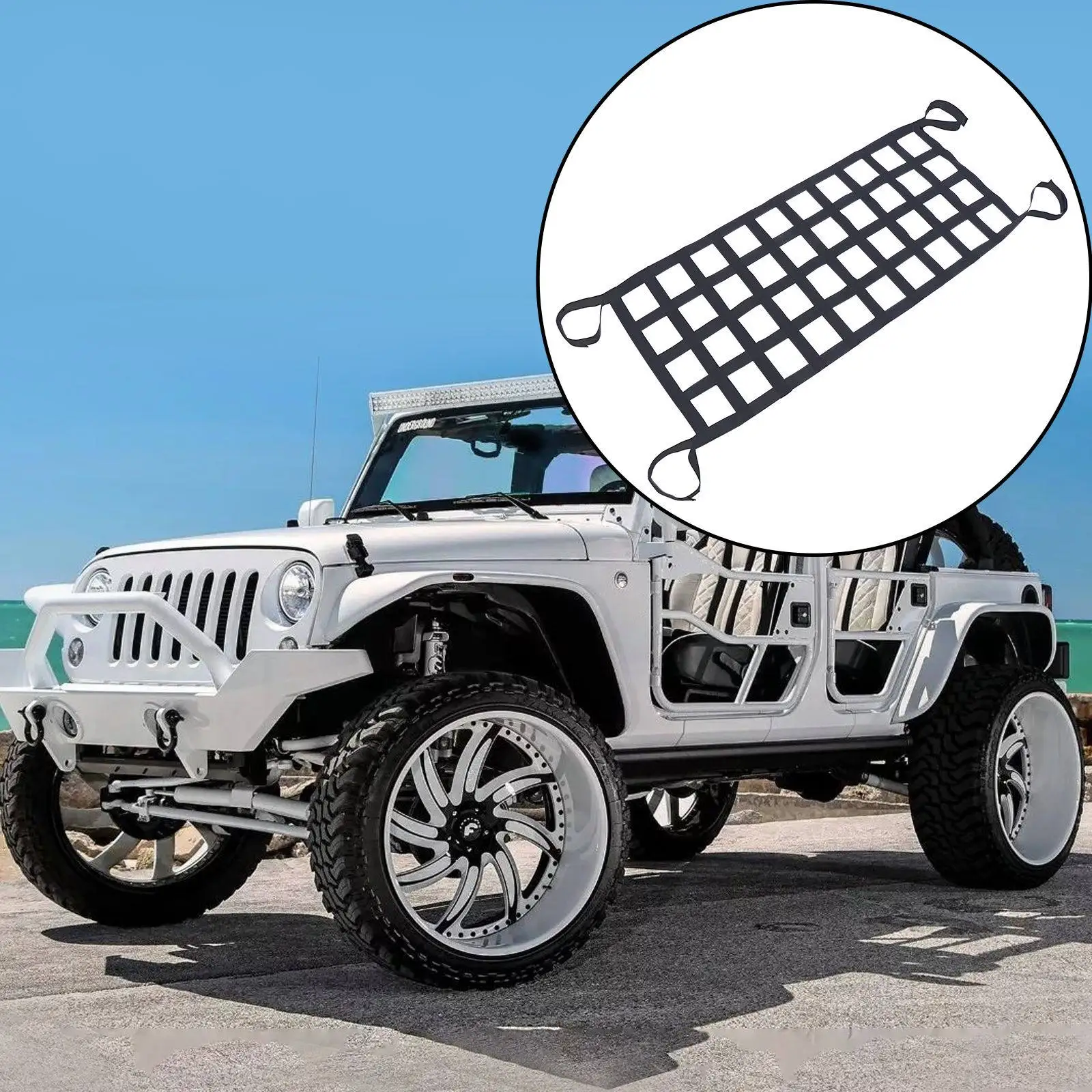 

1Pcs Car Roof Cargo Net High Strength Elastic Web Net for Automobile Trunk Seat Back Roof Mount Storage Camping Travel Gear