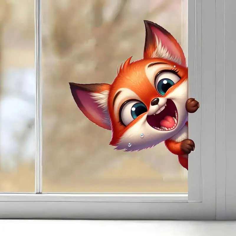 Funny Animals Peeking Around the Corner Wall Sticker Living Room Wall Edge Home Decoration Mural Bedroom Decals S114