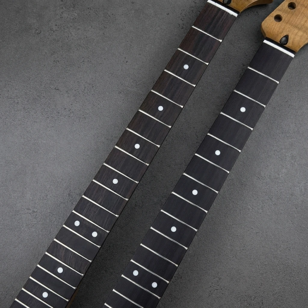 Premium 22 Fret Flame ST Neck, Dark Fretboard, Gloss Finish, Standard Scale, 56mm Heel Truss Rod Replacement Guitar Part