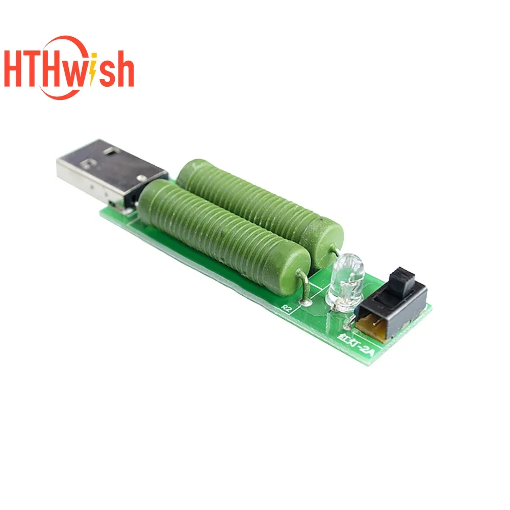 Porta USB Mini resistenza di carico a scarica Tester digitale per misuratore di tensione di corrente 2A/1A con interruttore 1A Led verde/2A Led rosso