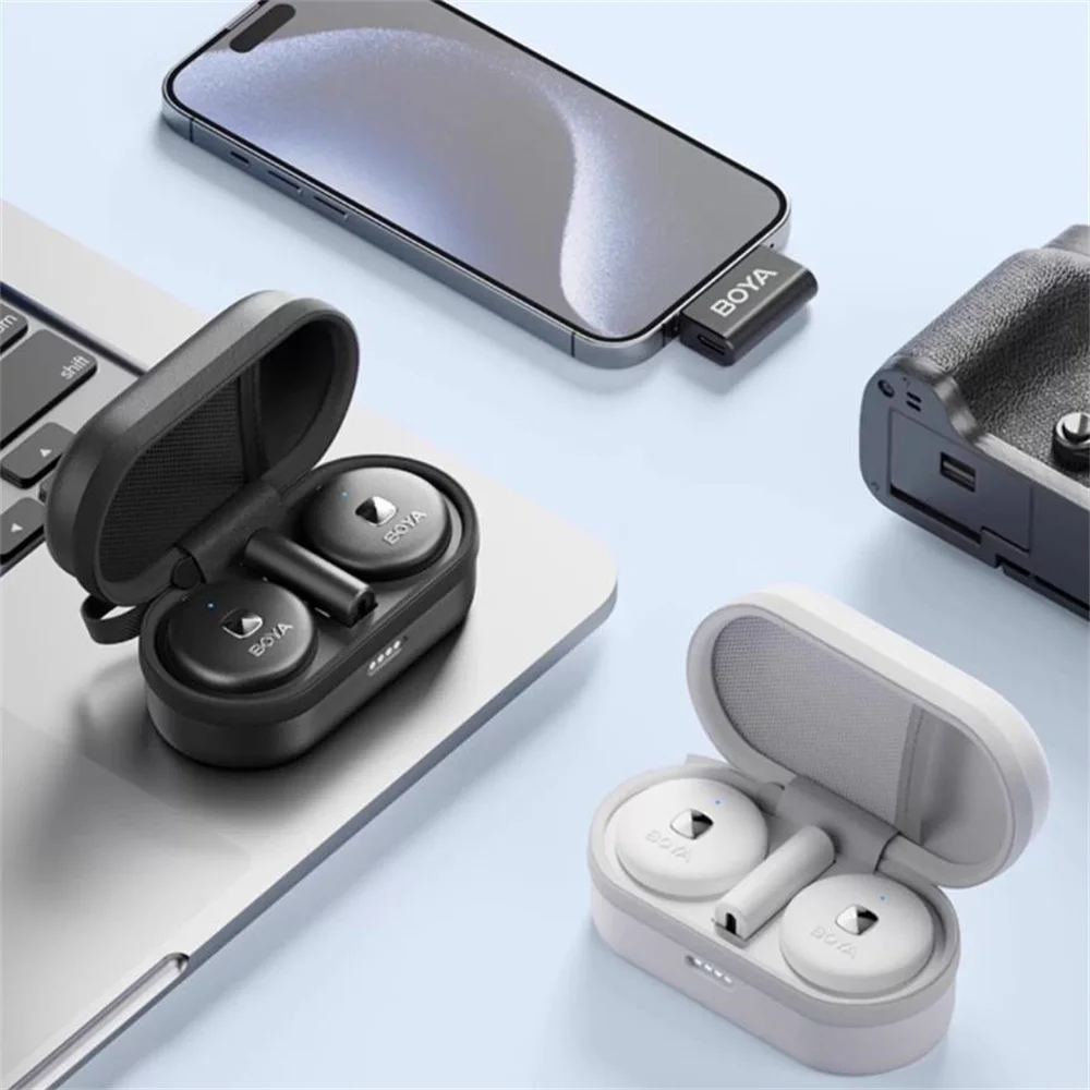 Intelligent Active Noise Reduction Button Wireless Lavalier Microphone Receiver And Recorder For Live Streaming