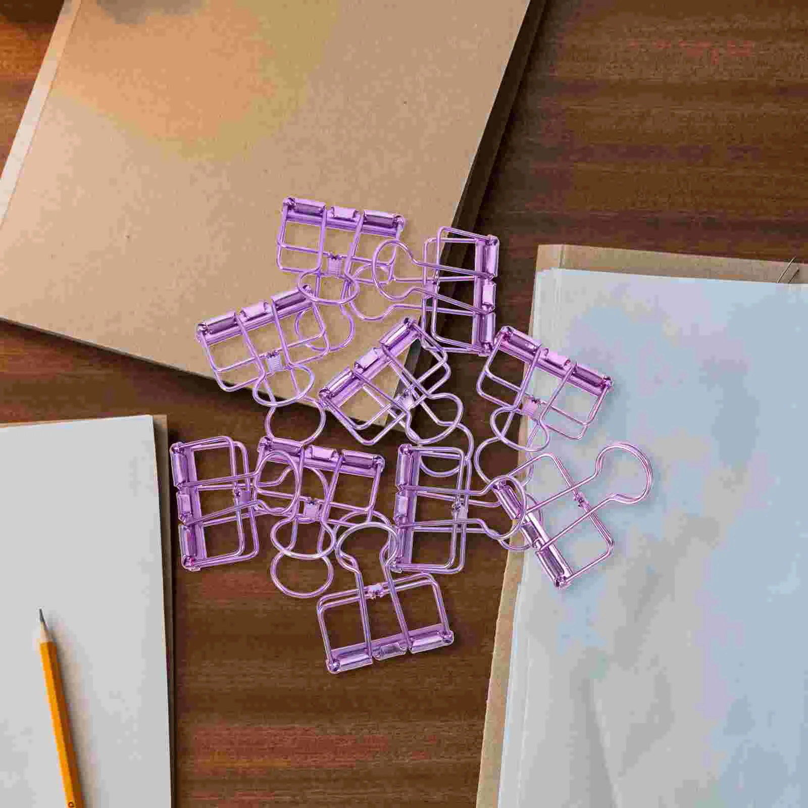 Imagem -04 - Clipes de Metal de Papel para Papéis Pasta Elliot Material de Escritório Mini Extra Grande Médio Grampos de Pasta Roxo Pequeno para 10 Peças