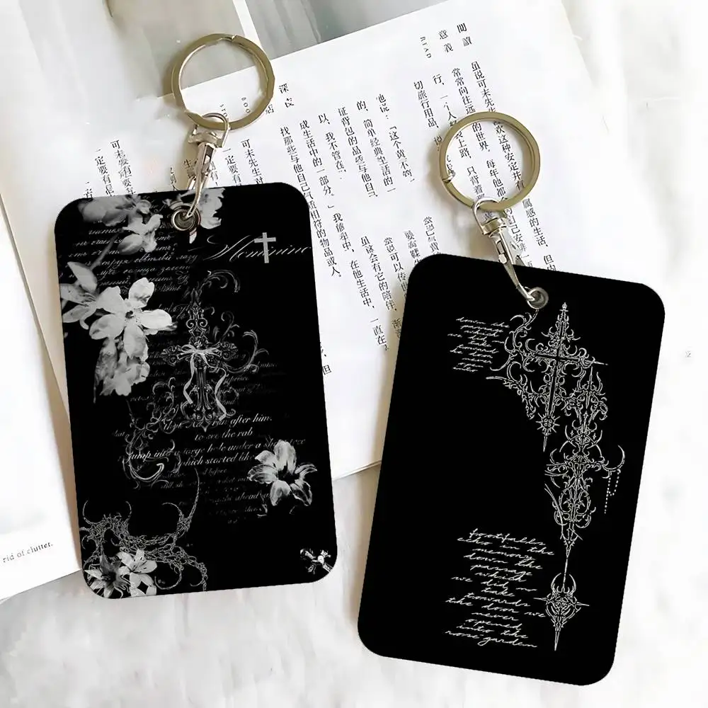 Cyber Sigil Cross Sign Rectangle Keychain Card Holder, Badge Credit Card Holder, Student ID Card Holder, Bus Cards Cover