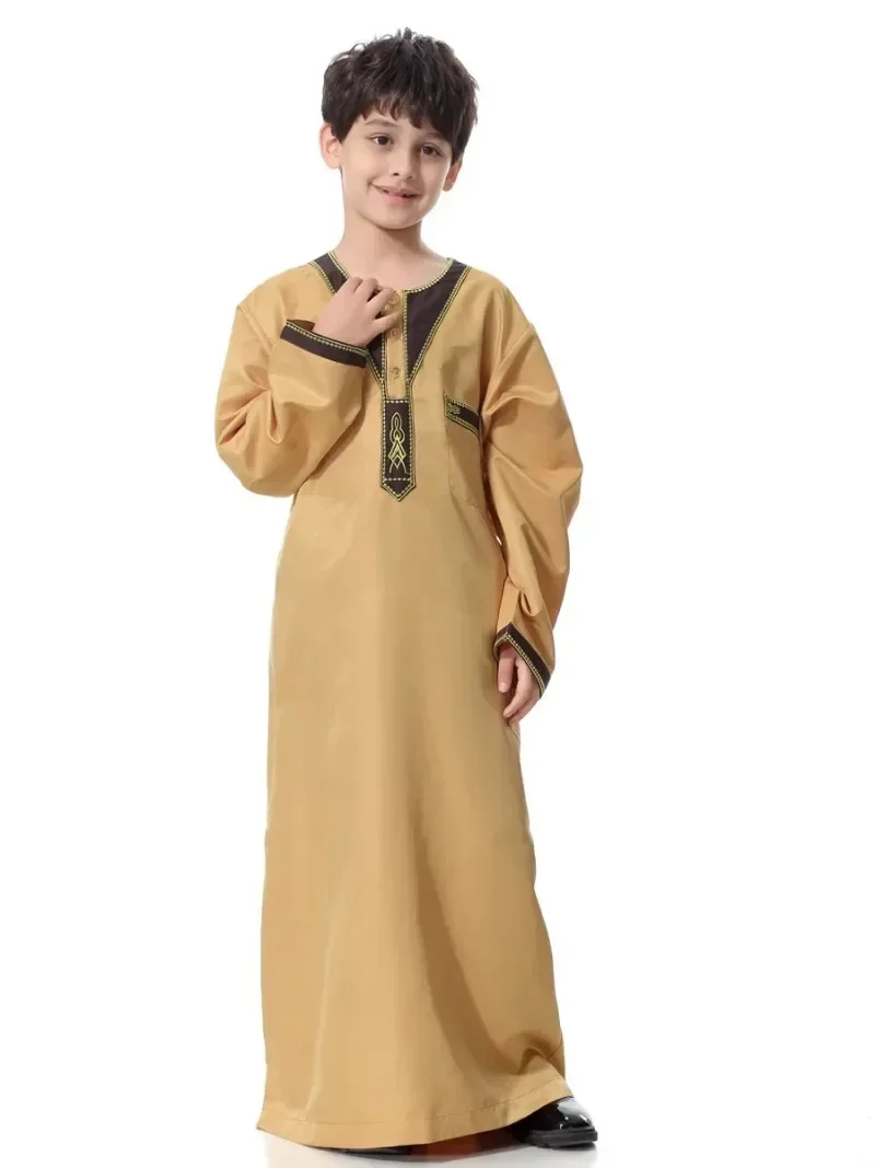 Eid Muslim Kids Abaya Jubba Thobe Dress Kimono Boy Thobe Thawb Caftan dla dzieci Ramadan Long Robes Dress Dubai Arab 2025