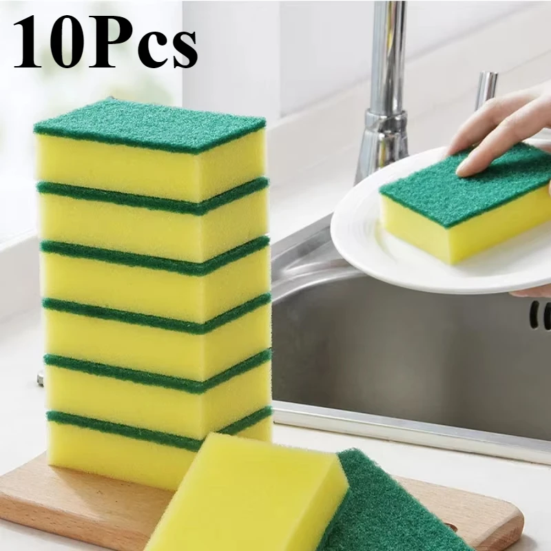 10Pcs Dishwashing Sponge Kitchen Nano Magic Clean Rub Pot Rust Focal Stains Sponge Removing Kit Cleaning Brush Sponges