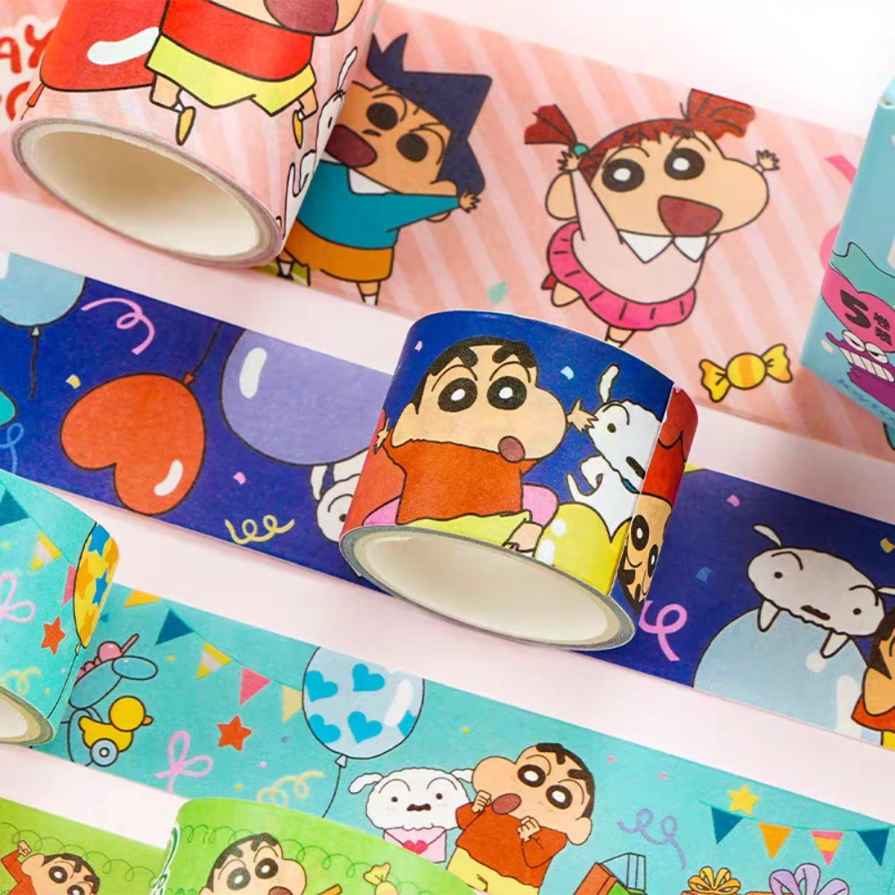 5 rolo anime crayon shin-chan fita adesivo kawaii estudante dos desenhos animados notebooks garrafas de água papelaria adesivos decorativos presentes