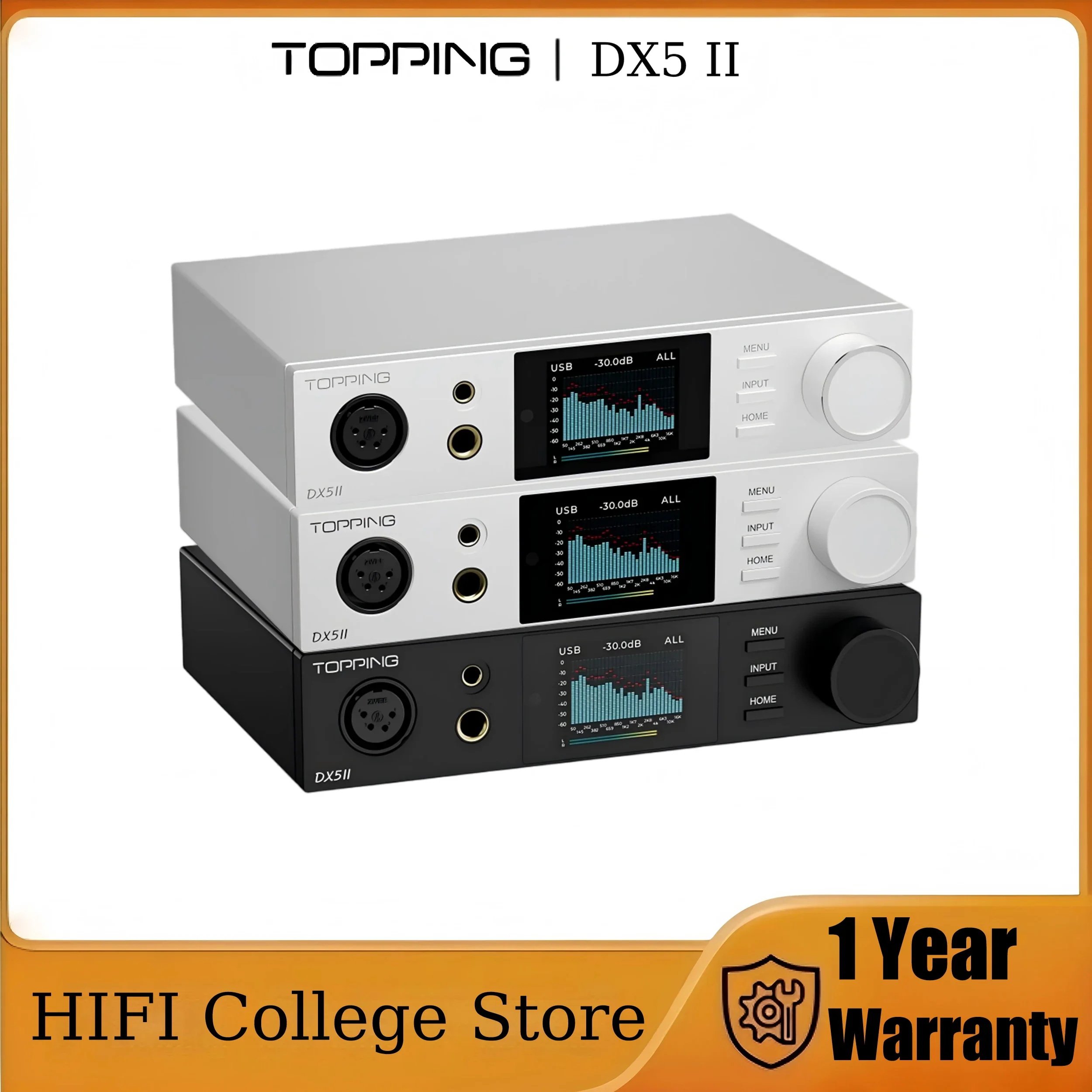 TOPPING DX5 II Hi-Res DAC And Headphone Amplifier Combo Dual ES9039Q2M X-Hybrid Amp 10-Band PEQ LD