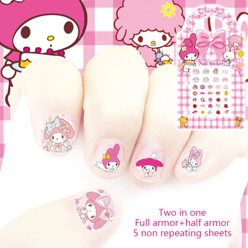 5pcs Kawaii Sanrio Anime Kuromi Hello Kitty Cinnamoro Nail Art Stickers Decals Cute Cartoon Aesthetic Manicure Supplies Sticker