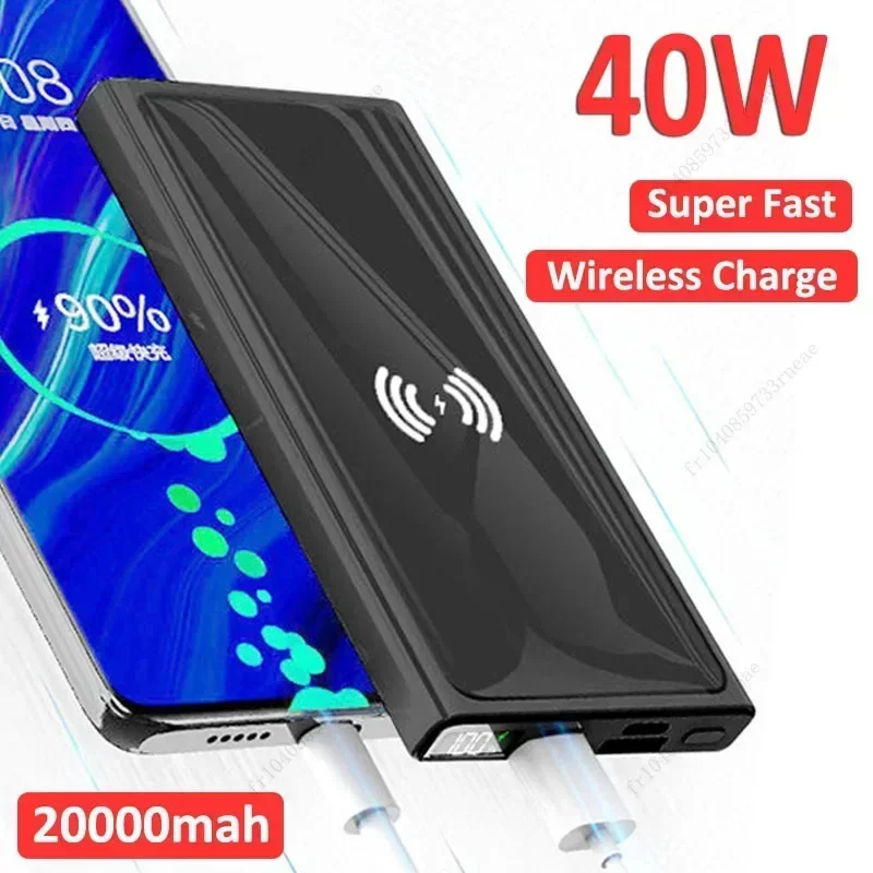 40W Wireless Super Fast Charging Power Bank Portable 20000mAh Charger Digital Display External Battery for iphone Xiaomi