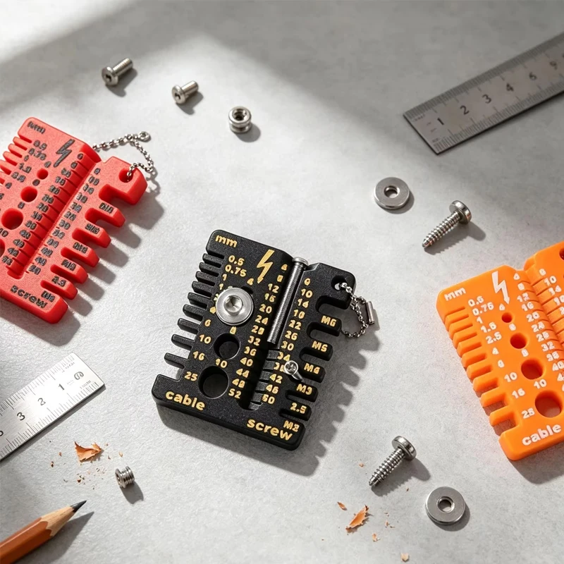 Wire gauge screw measuring tool, thickness gauge, standard double-sided ruler, portable multifunctional size gauge