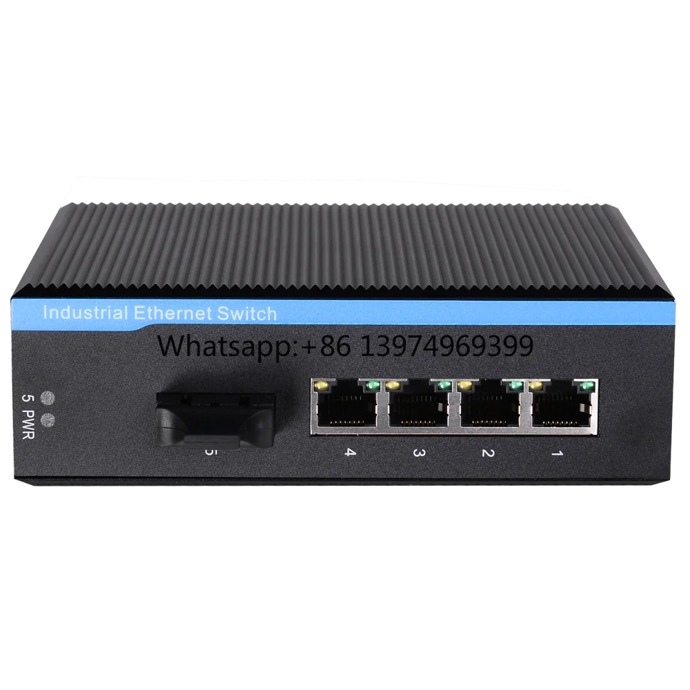 InMax Manufacturer 5 Ports Gigabit Industrial Fiber Optic Switch 10/100/1000M with 1 Fiber Port Network Switch