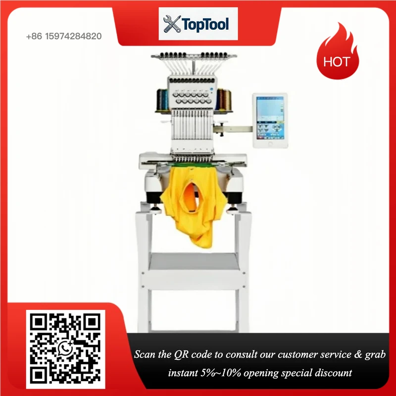 New Single-Head High Speed Computerized Touch Screen Embroidery Machine with Motor for Home Use on Clothing Hats Bags