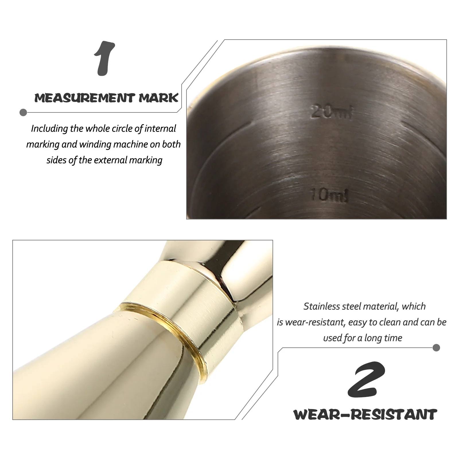 

Stainless Steel Cocktail Jigger Ounce Cup Measuring Device for Bar Home Use Bartender Scale Double Head Wine Measuring Cup