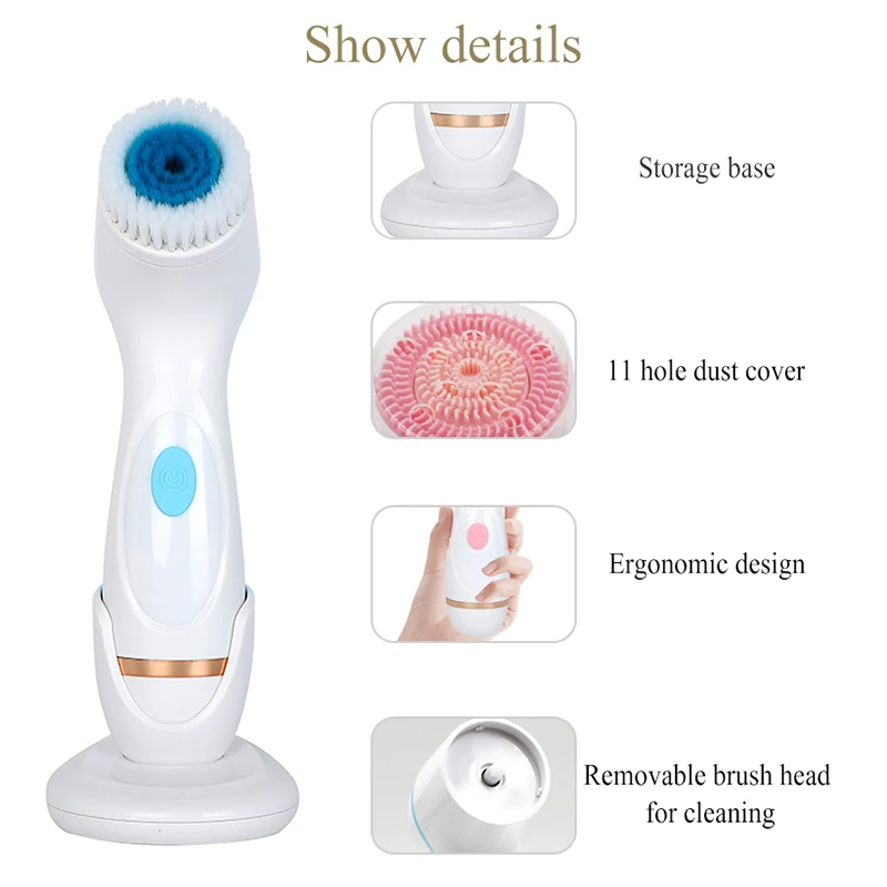 Detergente viso elettrico portatile, spazzola per pulizia 3 in 1, bastoncino elettrico per la pulizia del viso, strumento per la pulizia dei pori del viso