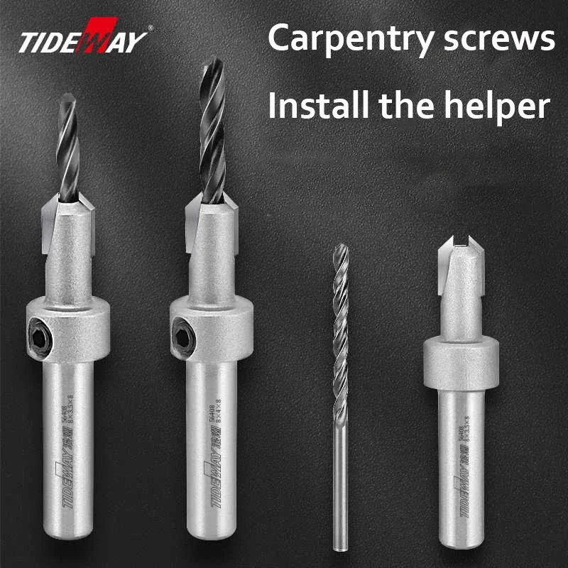 Tideway Wood Countersink Drill Bit Set for Woodworking and Carpentry8mm Shank Quick Change Allen Wrench Pilot Screw Hole