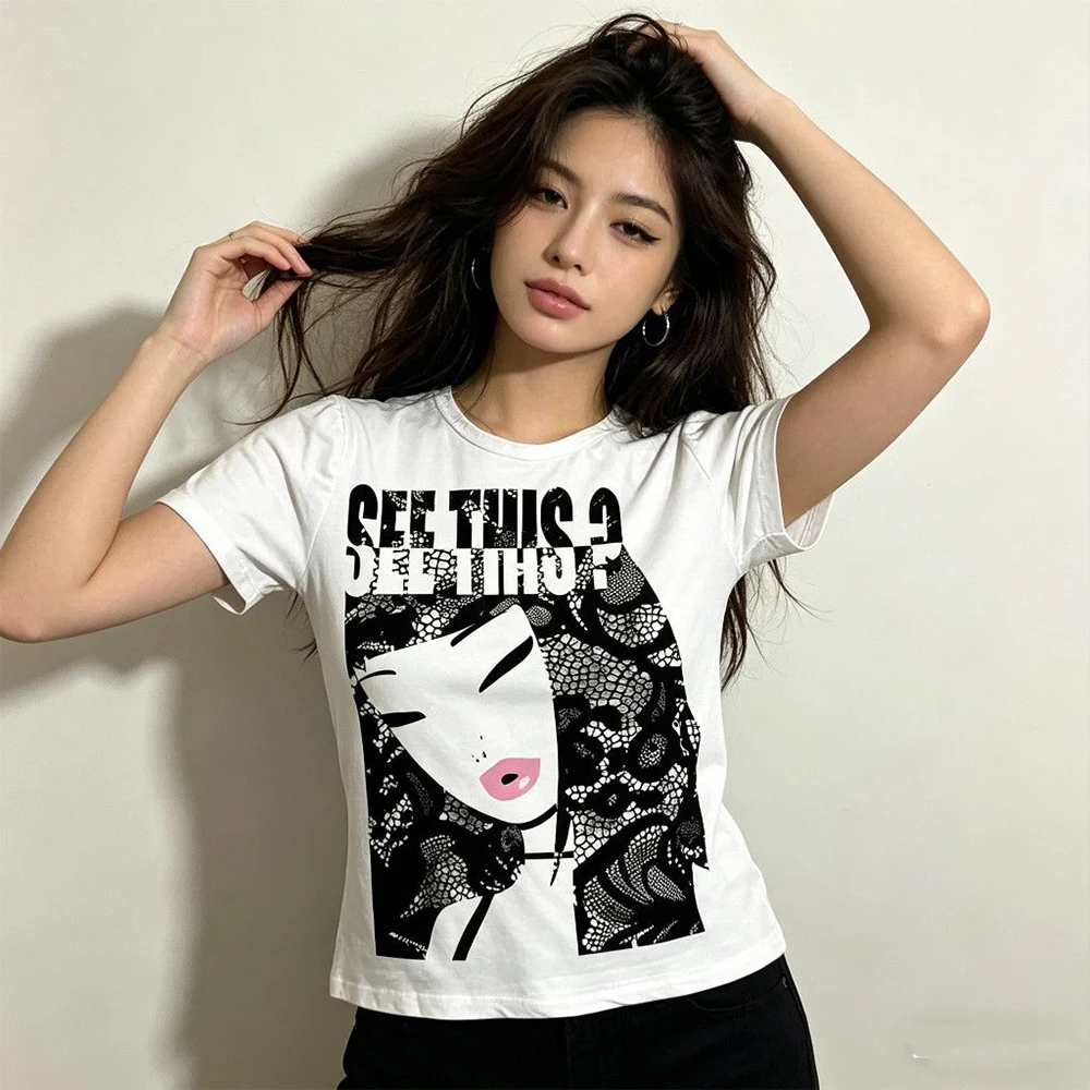 Women's Kawaii Star Girl Y2K Top Emo Women's 2000S Tailored Top 90S Retro Women's 2025 Spring Women's Gothic Garbage Rock