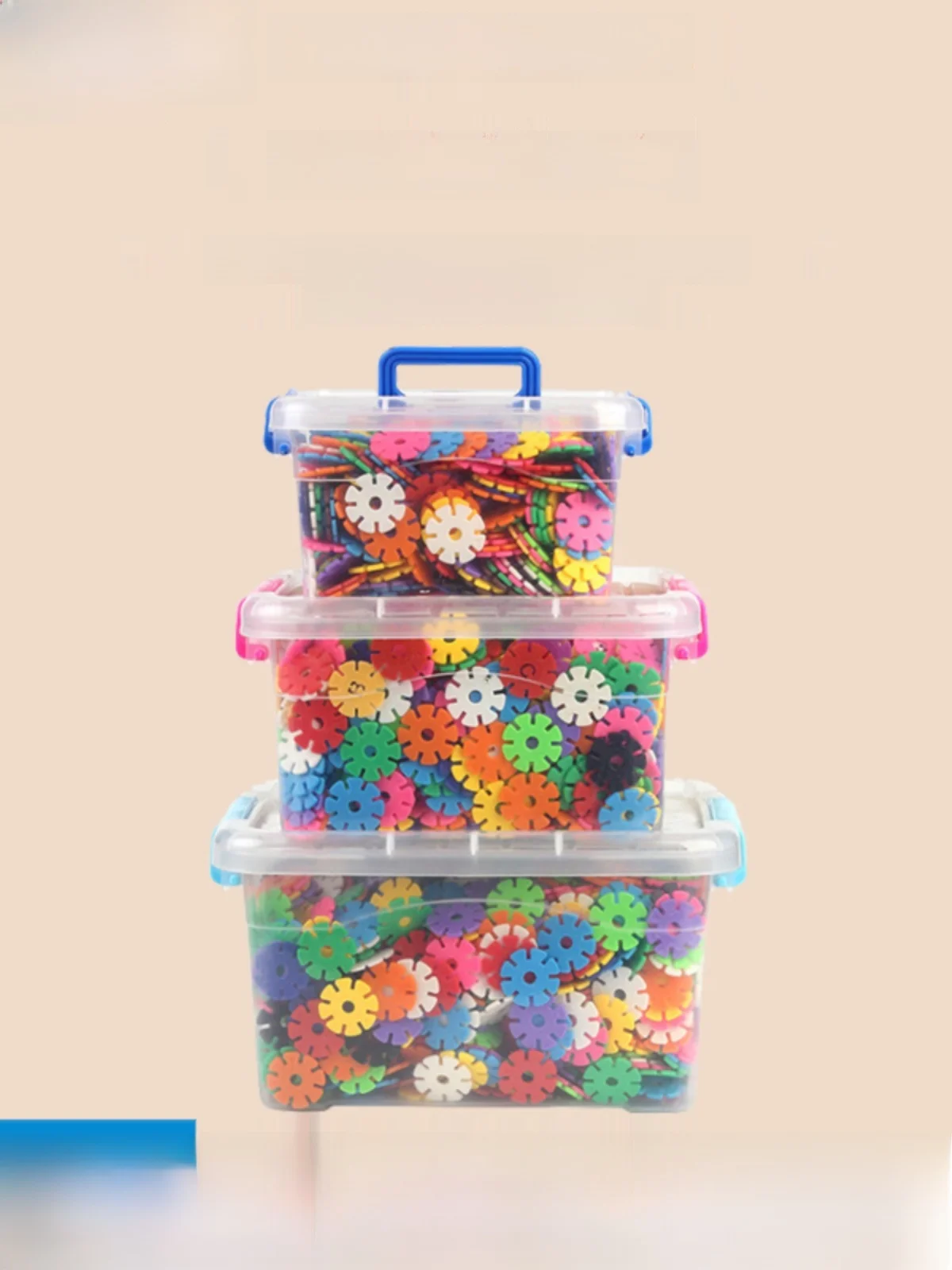 大型厚みのある雪の結晶プラスチック製組み立ておもちゃ、幼稚園児向け教育玩具パズルブロック