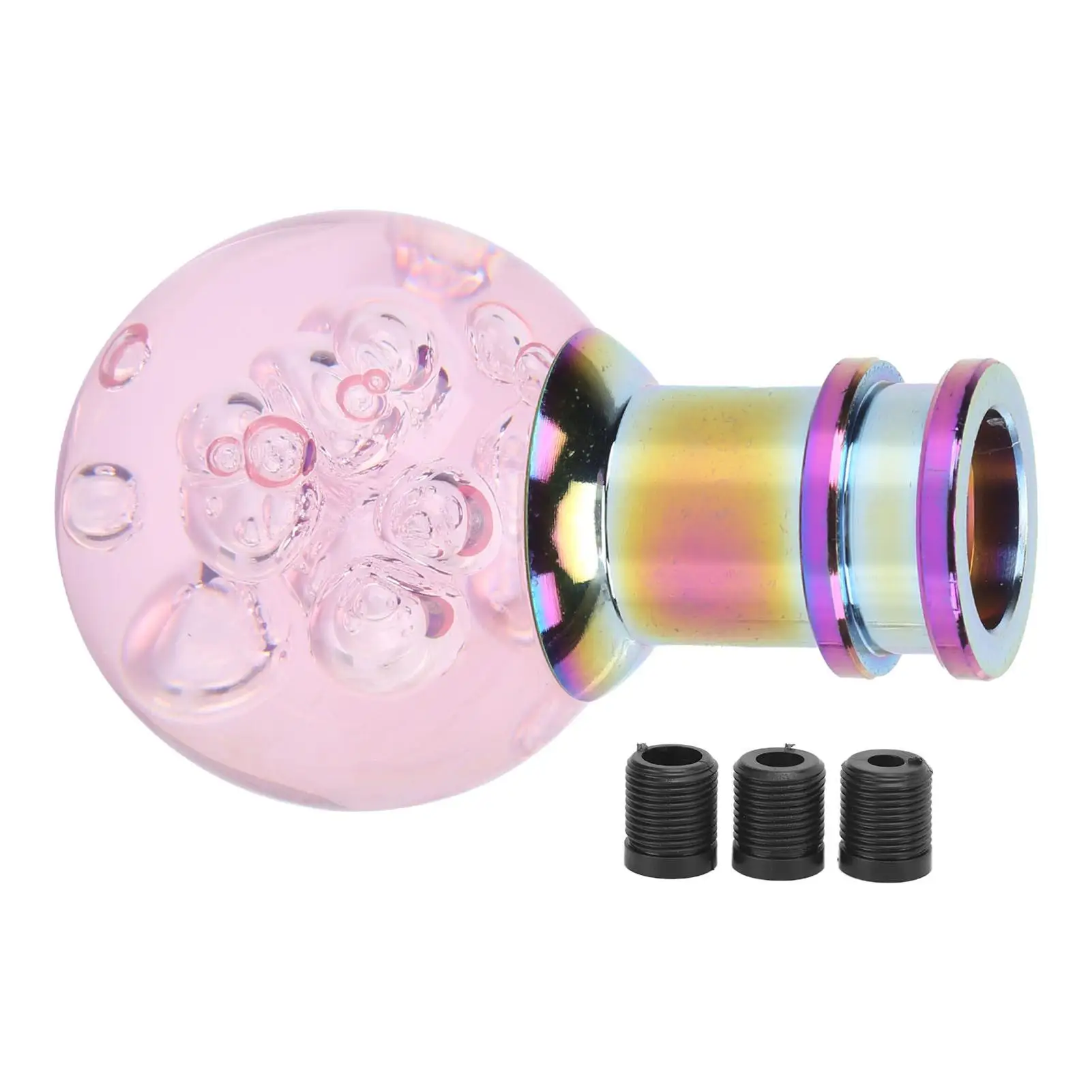 Manual Knob Gear Stick Shifter Crystal Bubble with 3 Threaded Adapters Universal Acrylic + Metal Acrylic Shifter