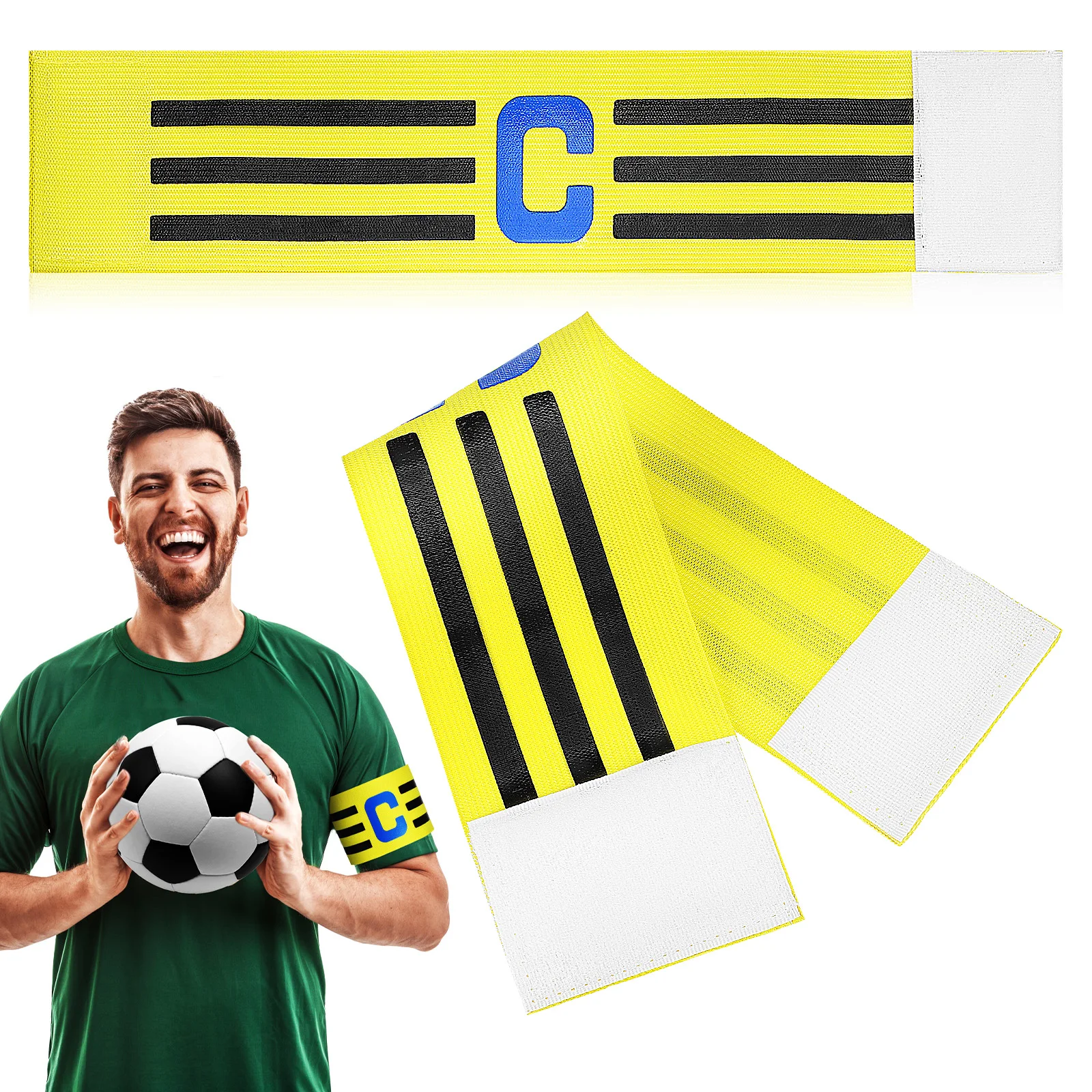 

2 pcs Soccer Captain Armband Elastic Band Bright Colors Lightweight Sports Game Leader Arm Sign Football Team Captains Bands