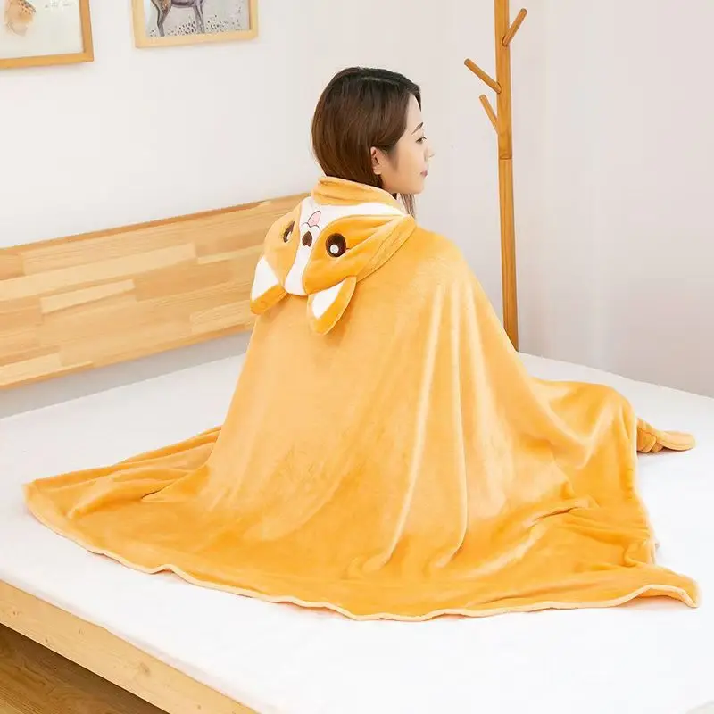 Lazy Style Cloak Blanket Cute Nap Shawl Nap Blanket Cape Office Cartoon Blanket Flannel Warm Adult Children