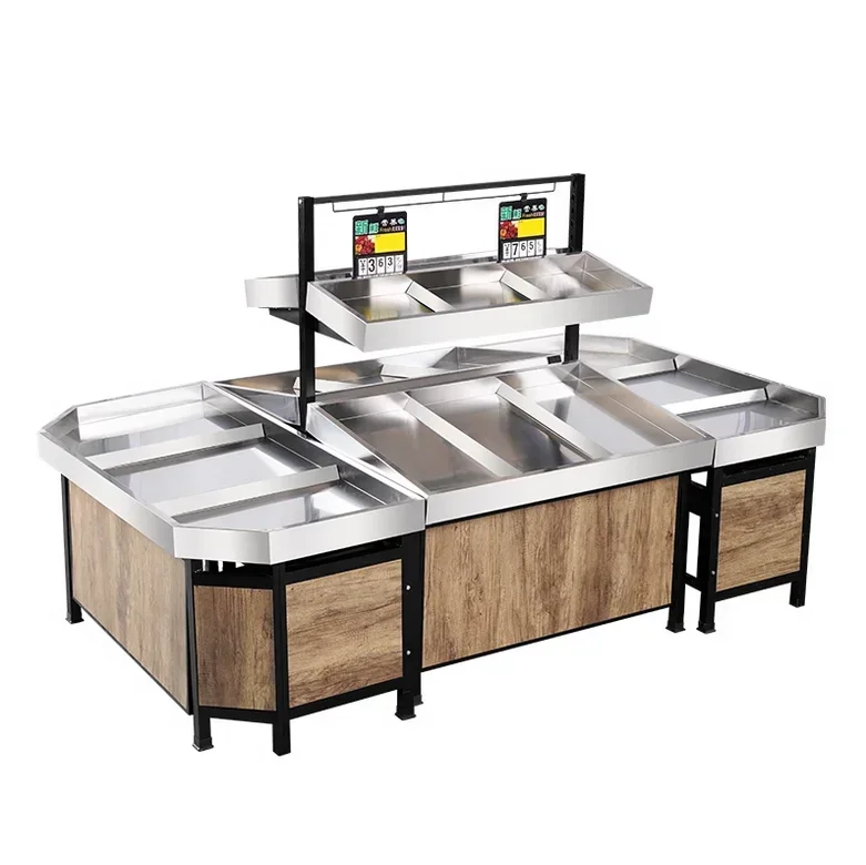 

Скандинавская полка для овощей, многослойная полка из нержавеющей стали для супермаркета, удобного магазина, свежая полка