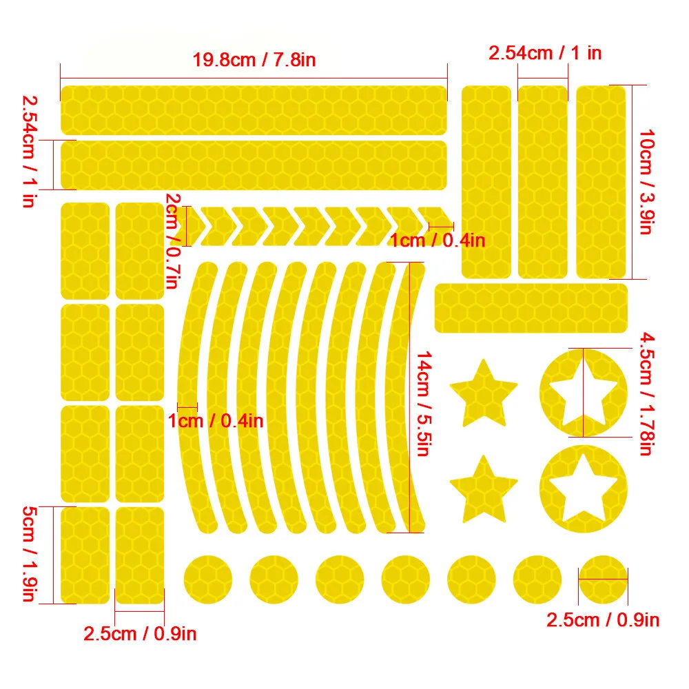 Pegatinas reflectantes fluorescentes para coche, Reflector de bicicleta y motocicleta, llanta de rueda de ciclismo, calcomanía de película reflectante de advertencia de seguridad nocturna