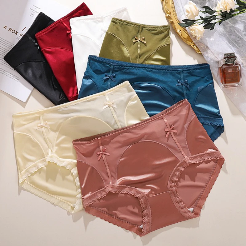 

Thin Mesh French Women Panties Sexy High Waist Underwears Breathable Seamless Bow Briefs Cute Lingerie Ladies Femme Underpants