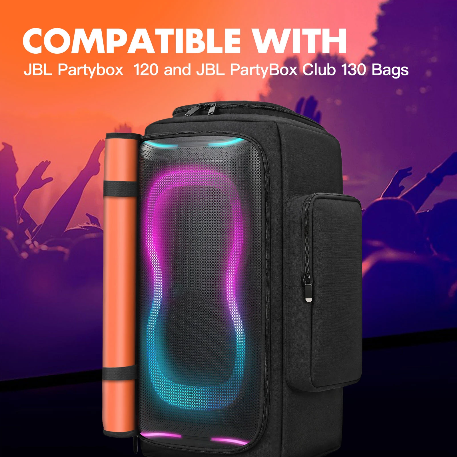 For PARTYBOX 130 Nylon Dust Cover Case Mic Speaker Storage Bag Dual Side Zipper Bags Multi-Pocket Organizer Speakers Accessories