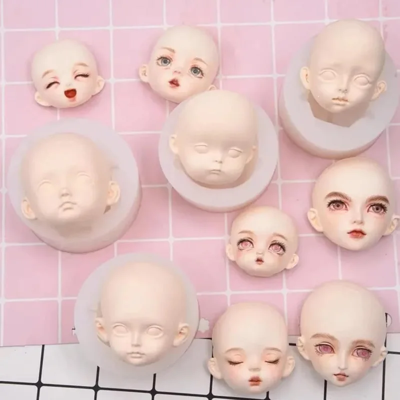 3D Baby Gesicht Silikon Formen Menschliches Gesichts Form DIY Puppe Modifizierte Polymer Clay Fondant Kuchen Dekor Action figur Handgemachte Form