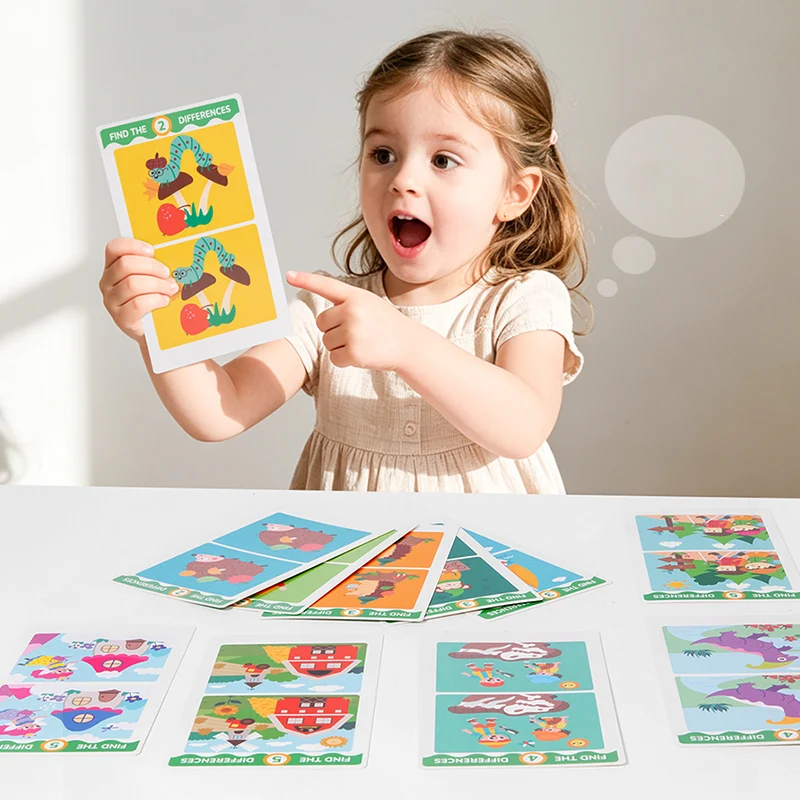 Spot the Difference Cards Focus&Observation Training Hyperactivity to Concentration Educational Game Can Be Reused Holiday Gifts