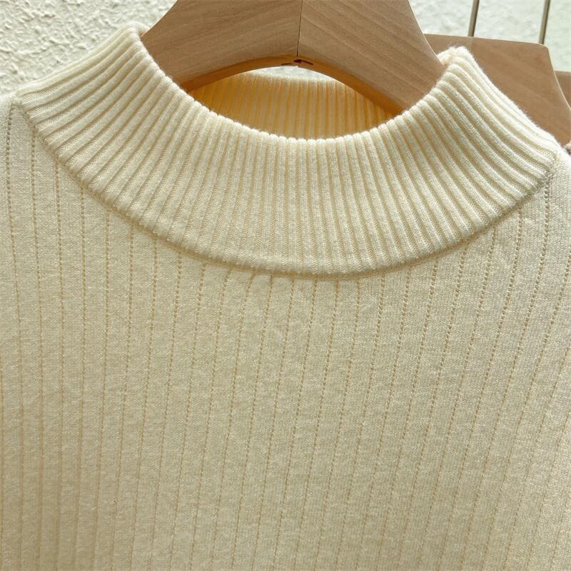Осень-зима, пуловер с длинными рукавами, модный женский толстый полуводолазка, базовые топы, новые повседневные вязаные свитера, джемпер
