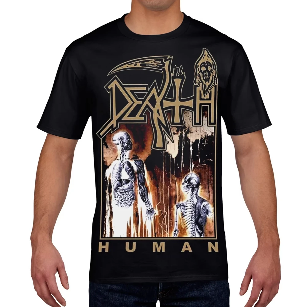 الكلاسيكية الموت الإنسان 1991 الرجال تي شيرت التقنية التقدمي الموت المعادن للجنسين قصيرة الأكمام عالية الجودة الجرافيك تي شيرت Y2k المحملة