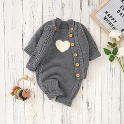 Newborn Baby Clothes Set Knitted Infant Boy Long Sleeve Coat +Sleeveless Jumpsuit Fashion Solid Toddler Girl Kid Top +Romper 2PC