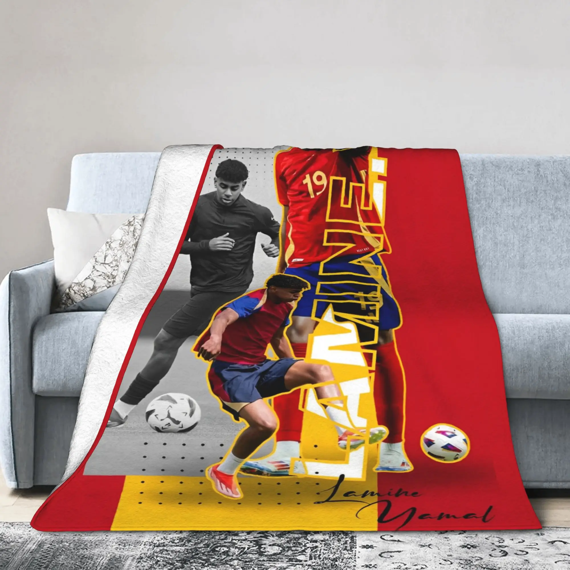 Lamine Y-Yamal Spain Football Blankets Flannel Textile Decor  Portable Ultra-Soft Throw Blanket for Sofa Office Quilt