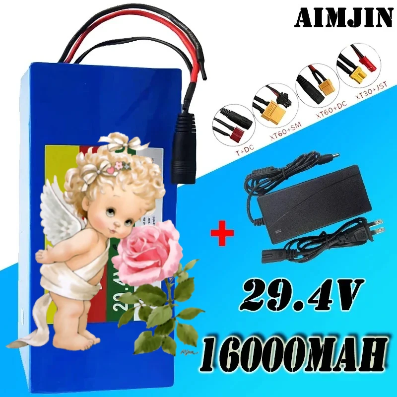 

AIMJIN 7S5P 24V 16Ah Battery Pack 500W 29.4V 16000mAh 18650 Wheelchair Lithium-ion Battery with Built-in BMS