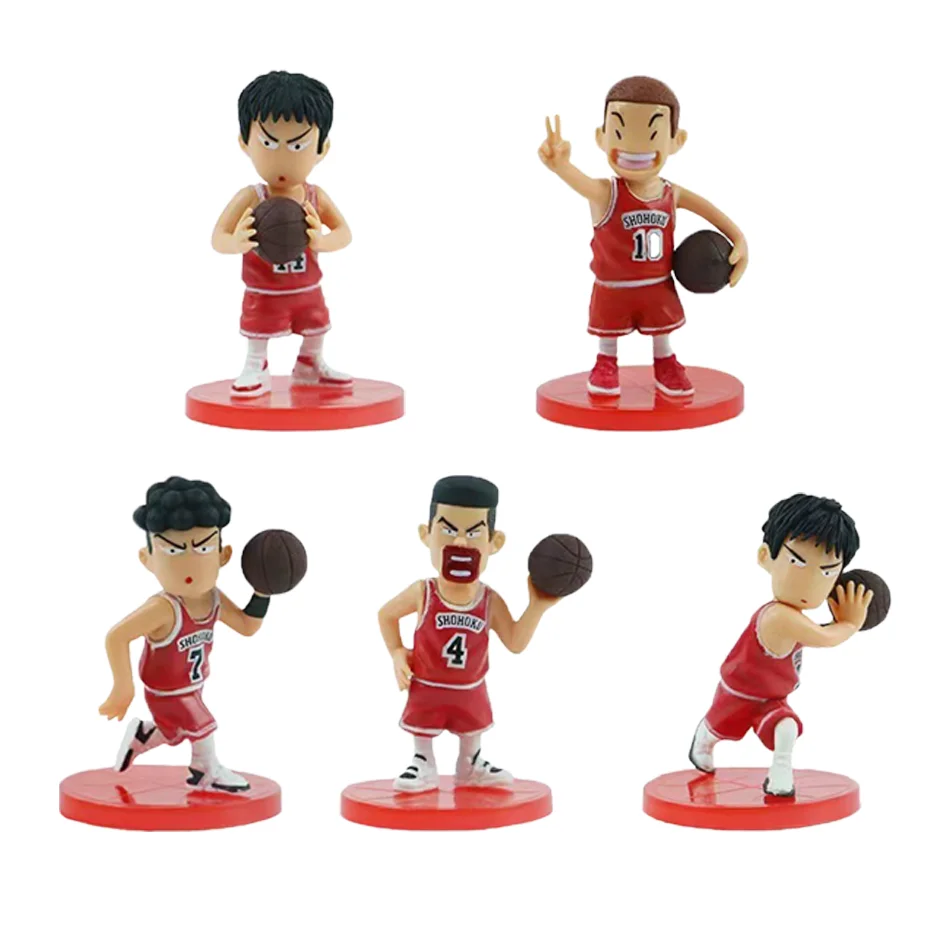 5 Pieces/Set Of Anime Slam Dunk Hanamichi Sakuragi Rukawa Kaede Miyagi Ryota Mitsui Hisashi AkagiTakenori Q Version Pvc Toy Gift