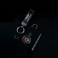 Carbon fiber textured keychain with car wheel decorations Premium leather keychain Suitable for Aston-Martin DB11 DBS