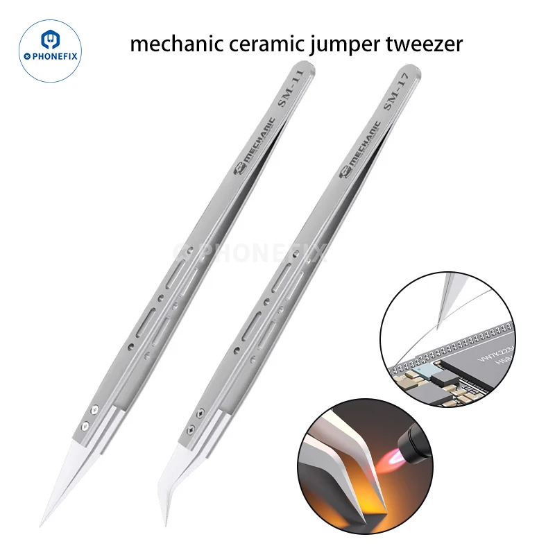 Mechanic Ceramic Jumper Tweezer High Temperature Resistance Insulation Non-magnetic Ceramic Precision Tweezer for Phone Repair