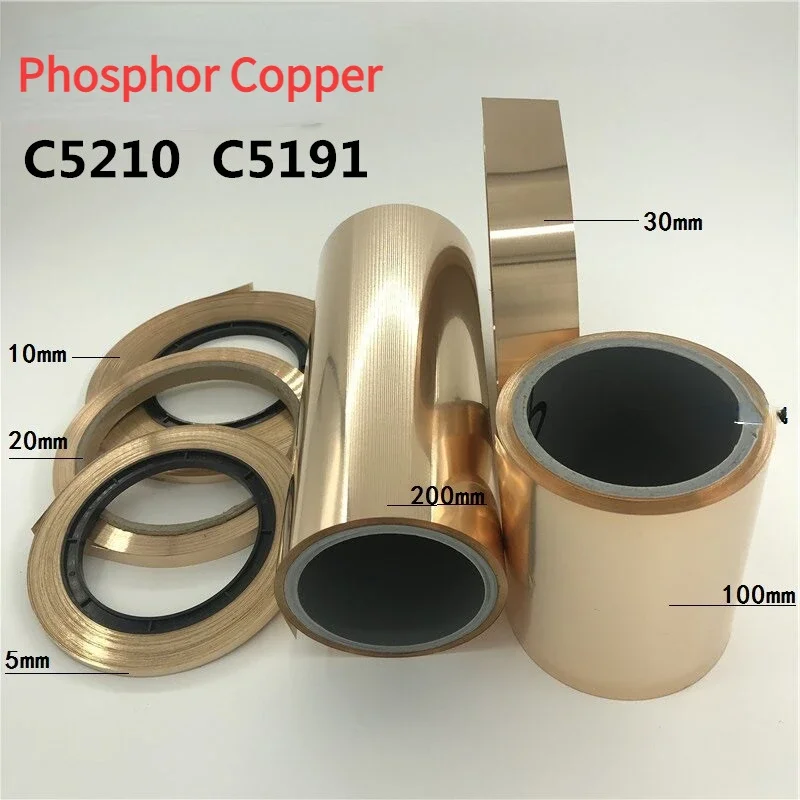 Phosphor Copper Strip Wear-resistant Phosphor Bronze Spring Elastic Tin Phosphor Bronze Tape C5210 C5191  5/10/20/30/100/200mm