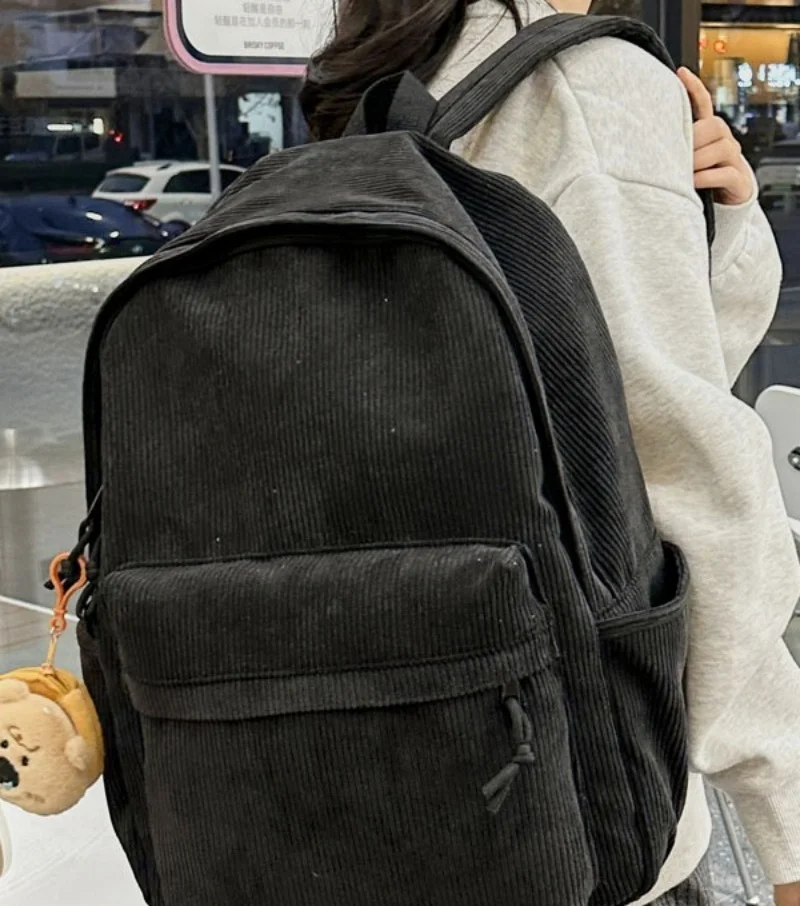 Mochila de alta capacidade de veludo com nome personalizado, bolsa de estudante, versátil, simples e elegante