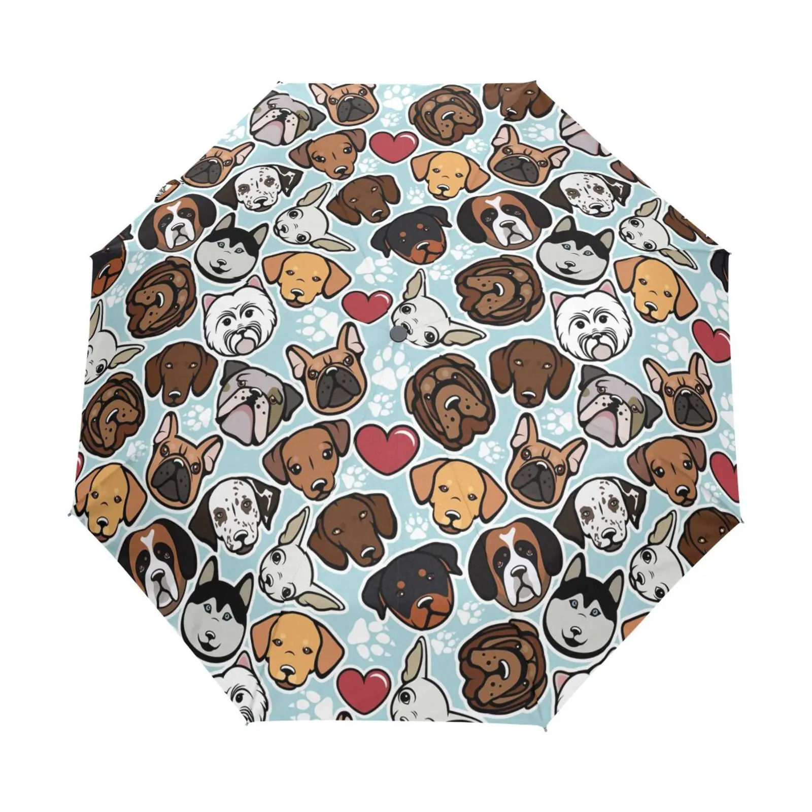 

Women Rain Umbrella Chic Three Folding Girl Durable High-quality Portable Cute little dog print Umbrella Automatic Parapluie New