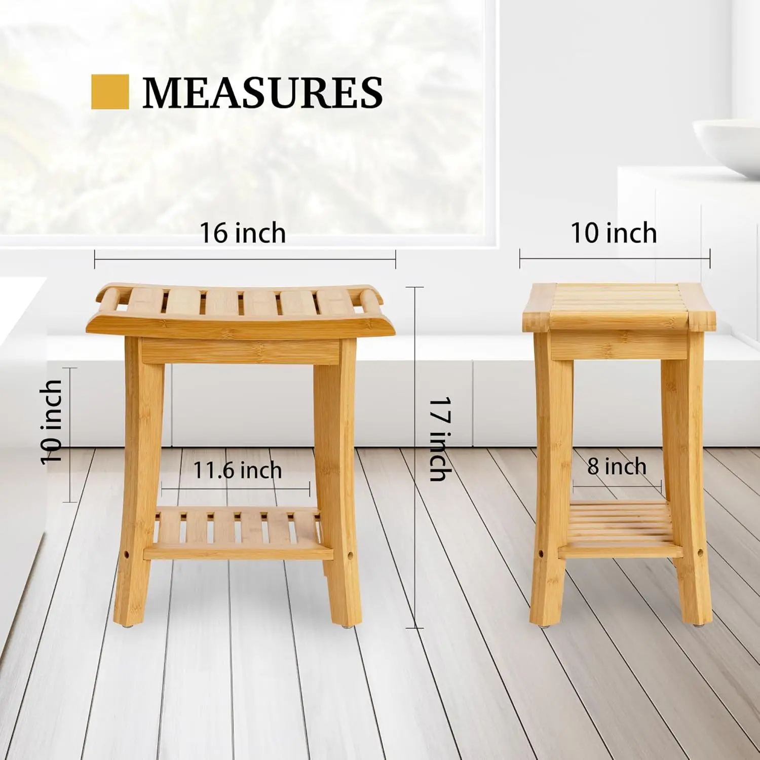 Sgabello da bagno in bambù addensato vasca da bagno a due strati e altri scaffali da bagno multifunzione