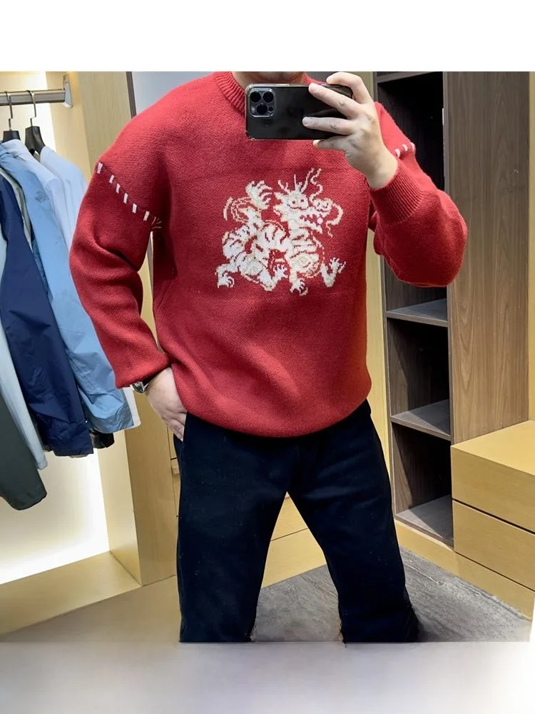 

Faionable Long Sve round Ne Knitted Sweater ex Autumn Winter Youth Active Sle Crew Ne Knitwear Top for Men And...