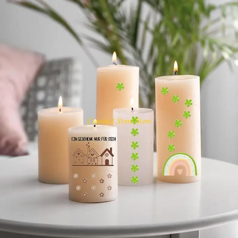 A3PC Water Transfer Sticker for Candle Ceramic Cup Glassware Furniture