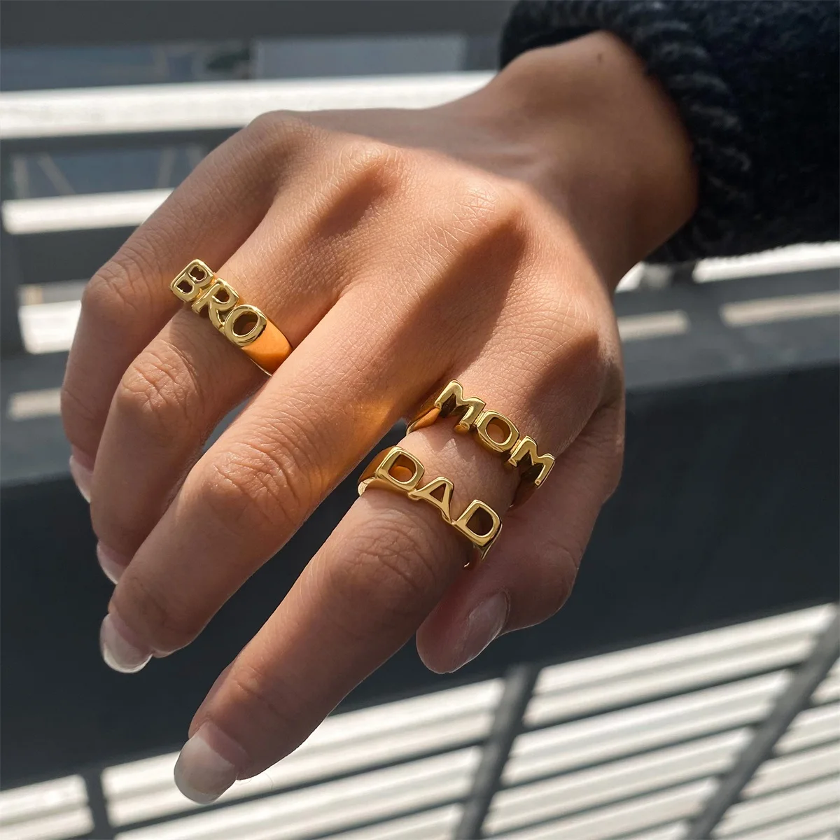 

Yori Creative Stainless Steel Letter Mother's Day Ring Fashion Waterproof Unusual Trendy Holiday Party Gifts