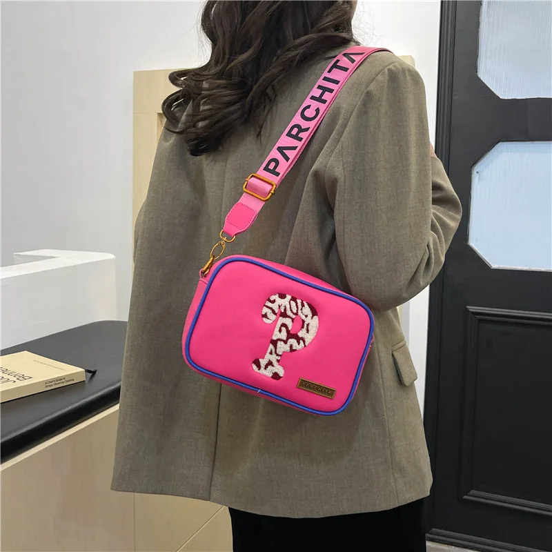 ​Designer Inspired 2025 Women's Crossbody Bag, Trendy Letter Print Shoulder Purse, Chic Minimalist Solid Color for Daily Use​