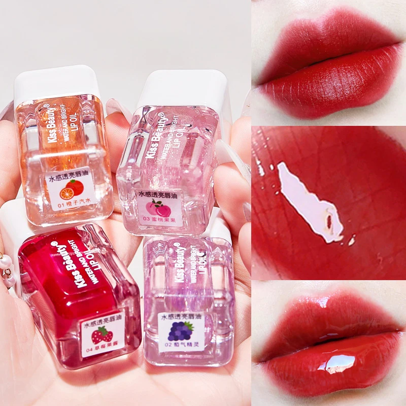 Waterig Doorschijnend Lip Olie Doorschijnend Schattige Fruit Lippenbalsem Vloeibare Lip Glazuur Waterdichte Hydraterende Voller Vrouwen Lipgloss