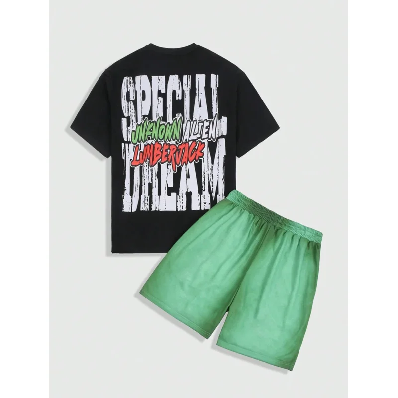 

MEN Street Life Casual Daily Wear Digital Print Men's Short Sleeve T-Shirt & Shorts Set, Minimalist & Fashionable